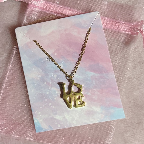 Hello Kitty “Love” Gold Stainless Steel Necklace - Picture 2 of 6